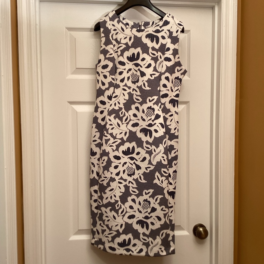 Blue and white column dress